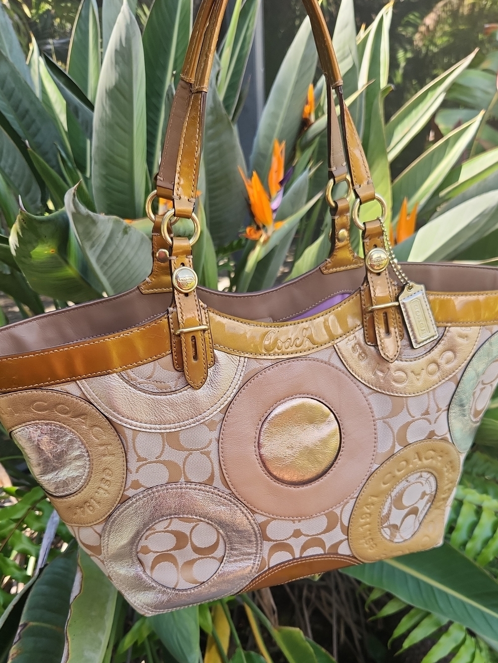 Vintage Coach Signature Circle Patchwork Tote Bag – Y2K Collectible! Stunning!